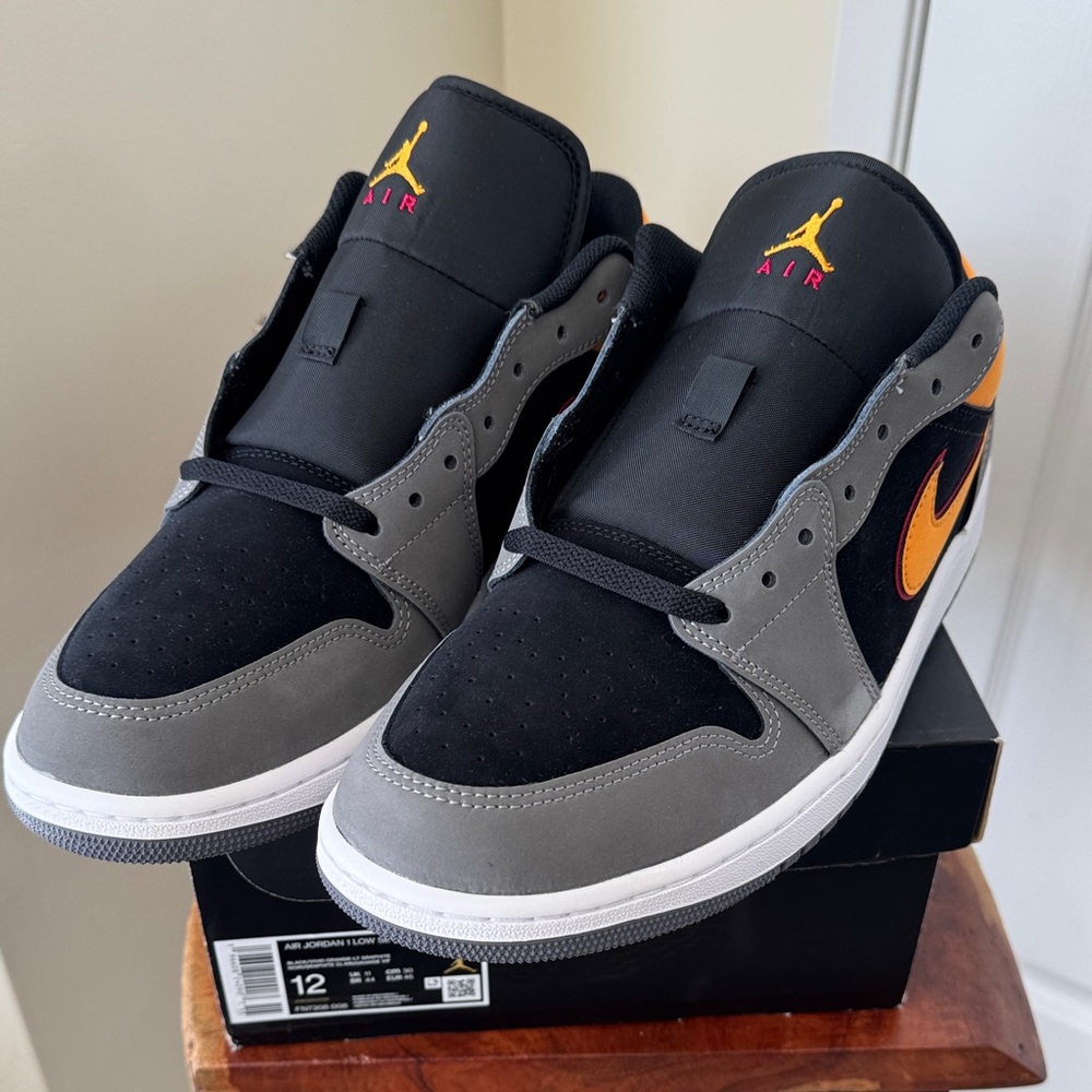 Jordan Men's Low Top Sneakers - Black, Gray & Orange - Brand New, in box